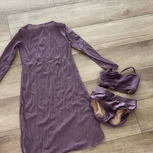 Patrick J Purple dance costume Long Sleeve Dress with Matching bikini Set 9/10